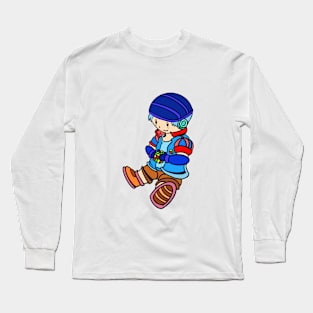 Cute boy playing rubik Long Sleeve T-Shirt